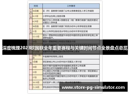 深度梳理2023欧国联全年重要赛程与关键时间节点全景盘点总览